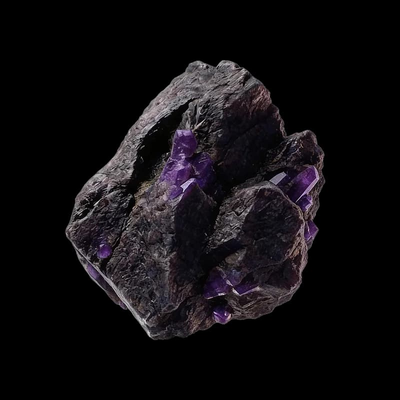 Raw amethyst-bearing stone representing the analysis stage.