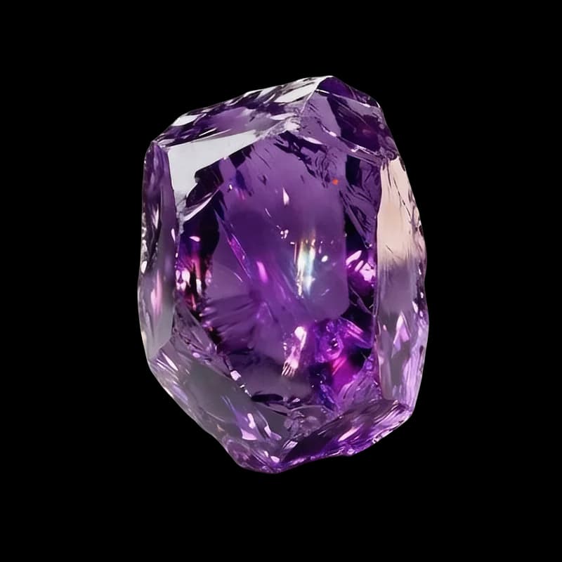 Faceted amethyst gem representing ongoing support.